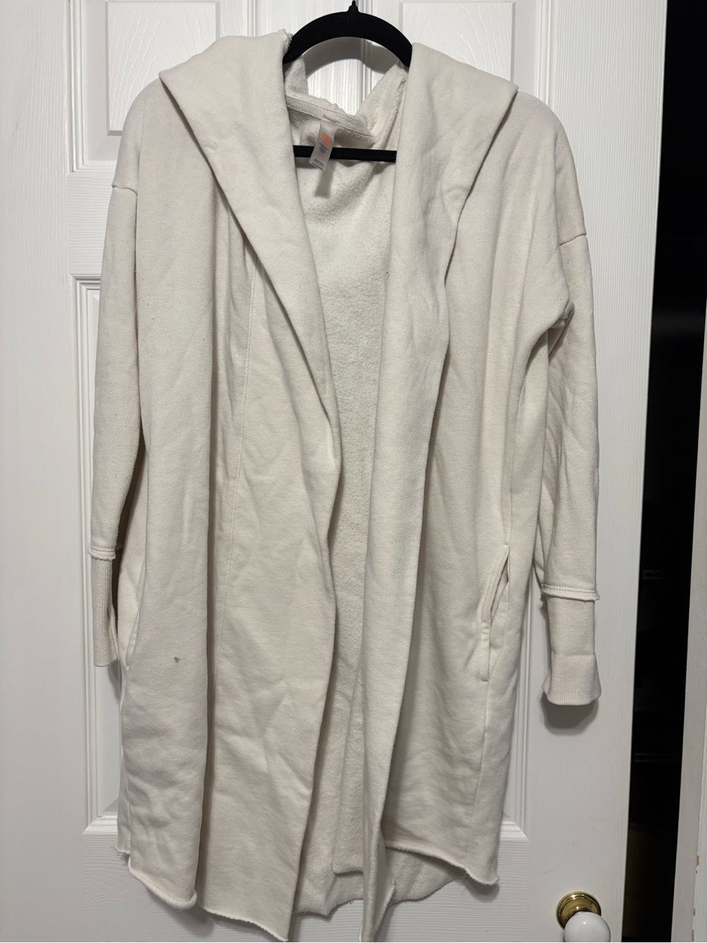 Mono B Cream Open-Front Hooded Cardigan